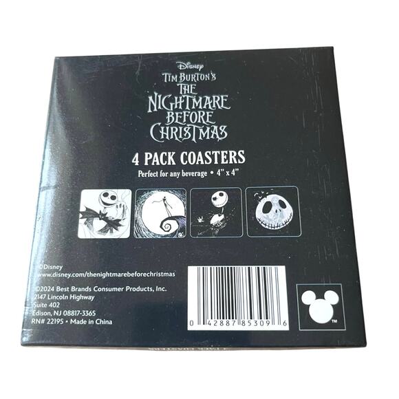 Disney Coaster Set, Tim Burton Nightmare Before Christmas Square, Halloween - Picture 2 of 3